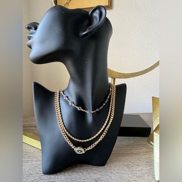 Gold Evil Eye Necklace Set A1409 - Picture 5 of 5